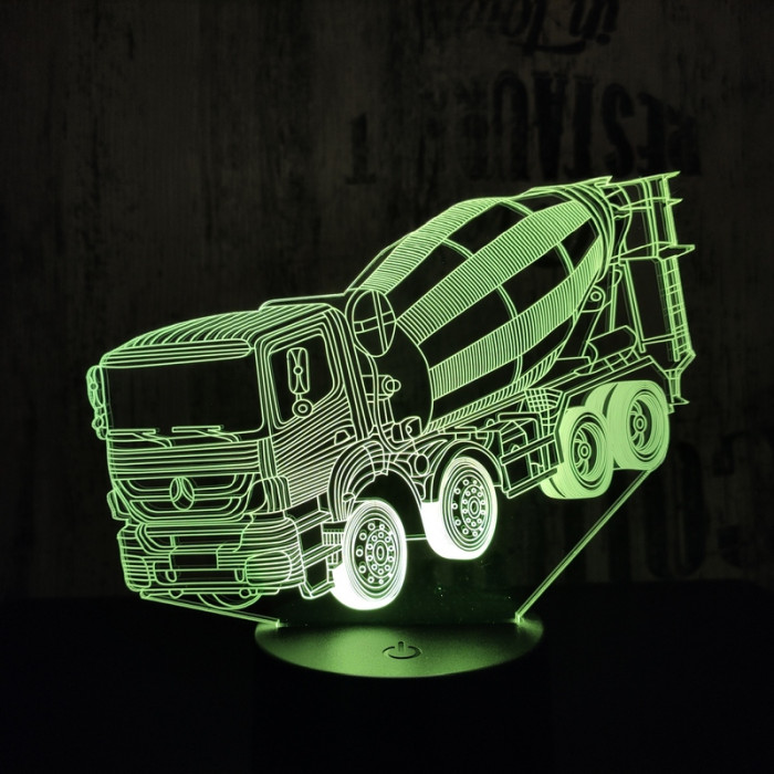 Betonkeverő 7 színű 3D led lámpa
