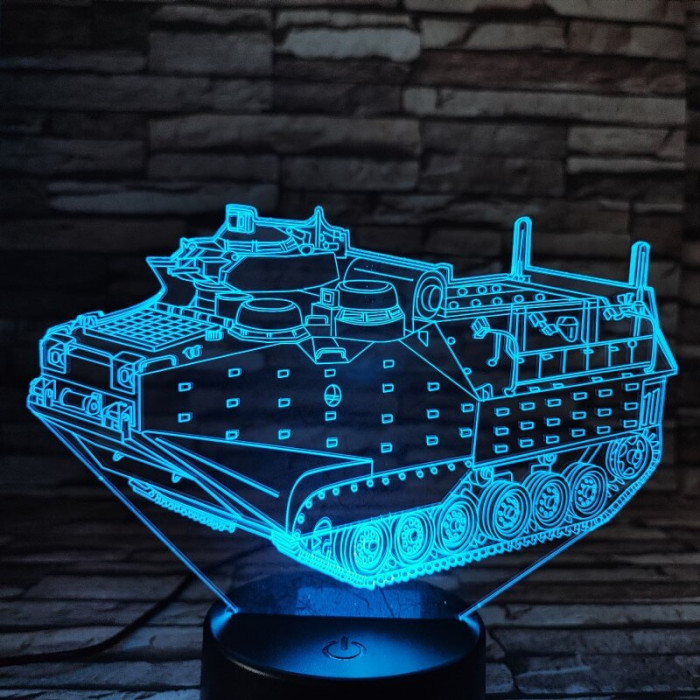 Tank páncélos 7 színű 3D led lámpa
