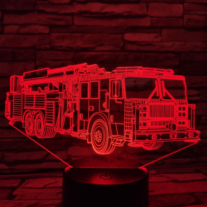 Tűzoltóautó 7 színű 3D led lámpa