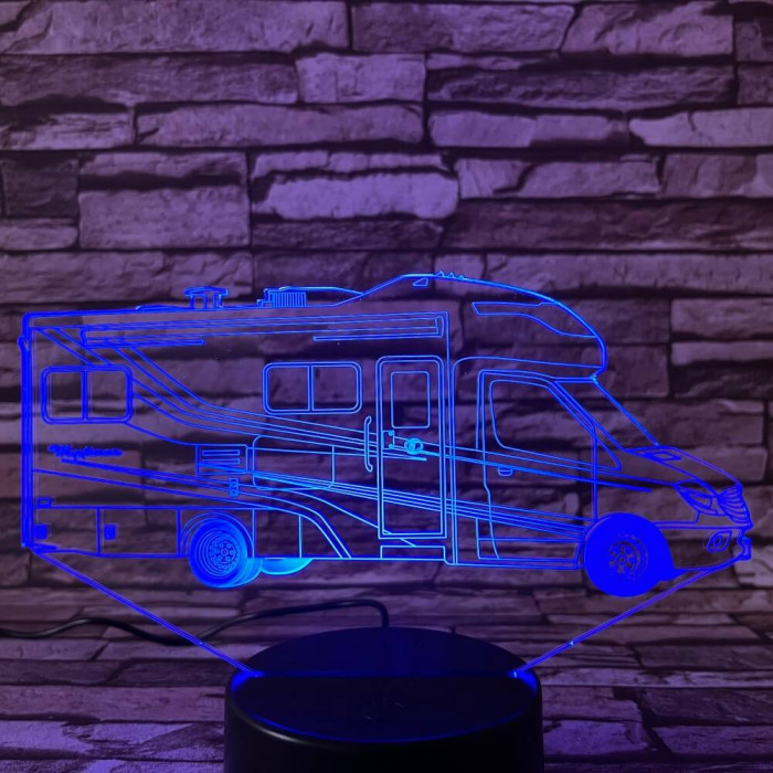 Lakóautó  7 színű 3D led lámpa