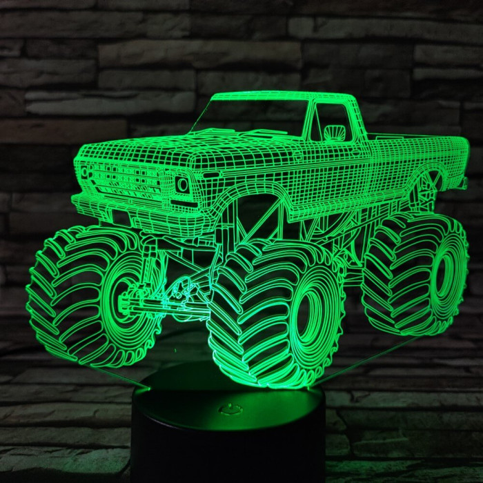Monster Truck  3 7 színű  3D led lámpa