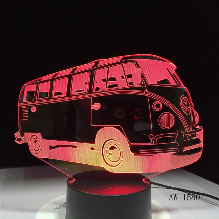 Retro Kisbusz 3D led lámpa