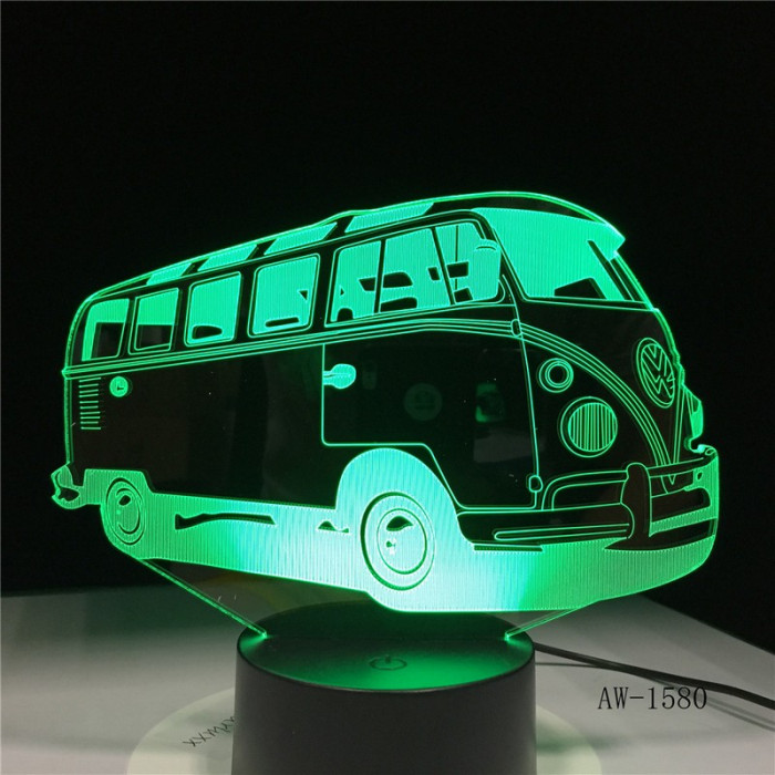 Retro Kisbusz 3D led lámpa