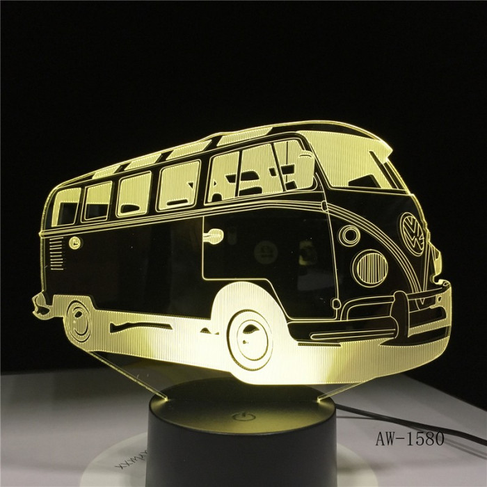 Retro Kisbusz 3D led lámpa