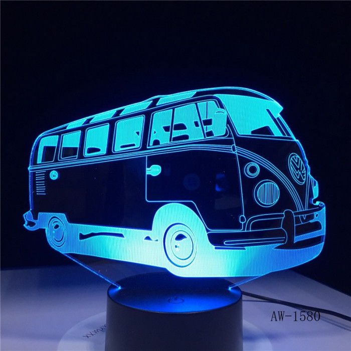 Retro Kisbusz 3D led lámpa
