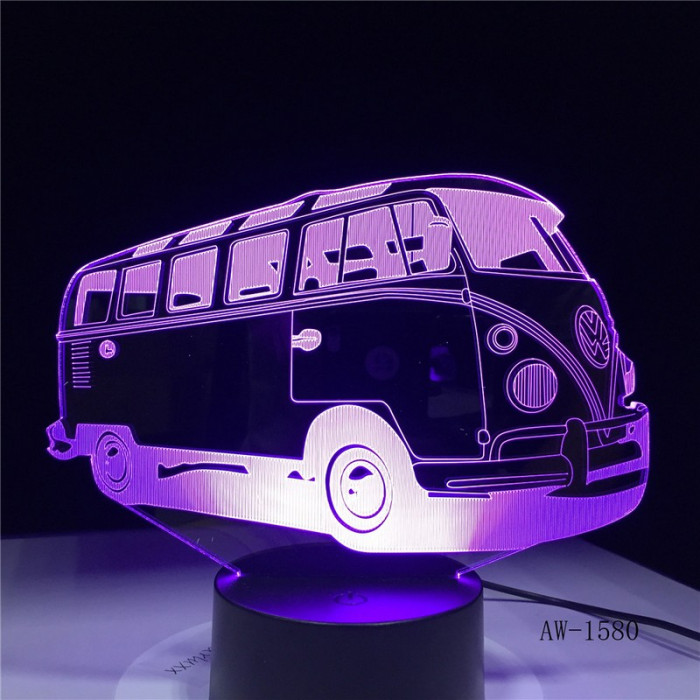 Retro Kisbusz 3D led lámpa