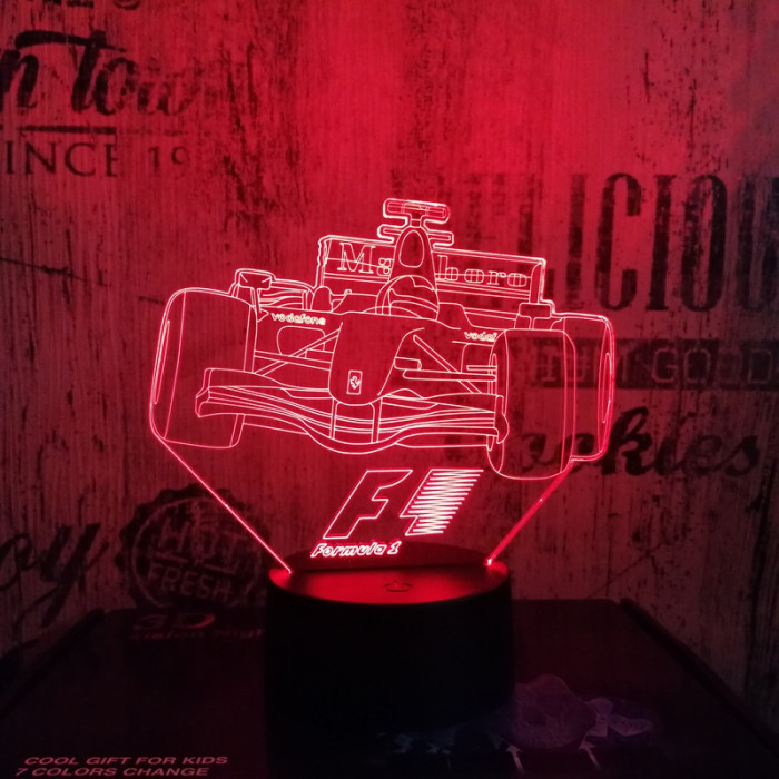 Forma 1 autó 7 színű 3D led lámpa