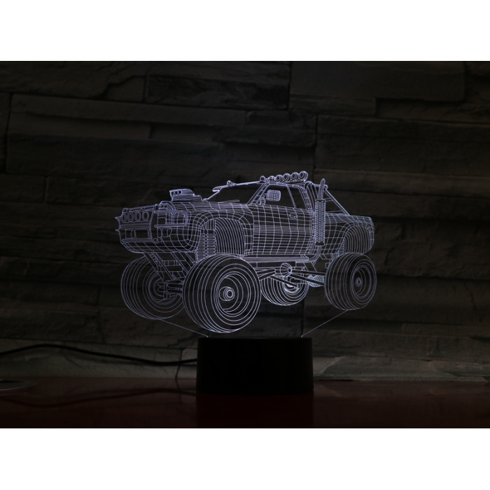 Monster Truck  7 színű  3D led lámpa
