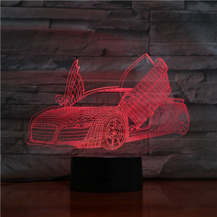 Sport Autó  7 színű 3D led lámpa