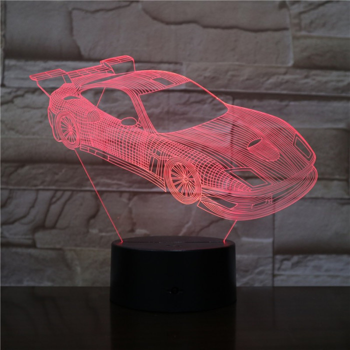 Rally Autó  7 színű 3D led lámpa