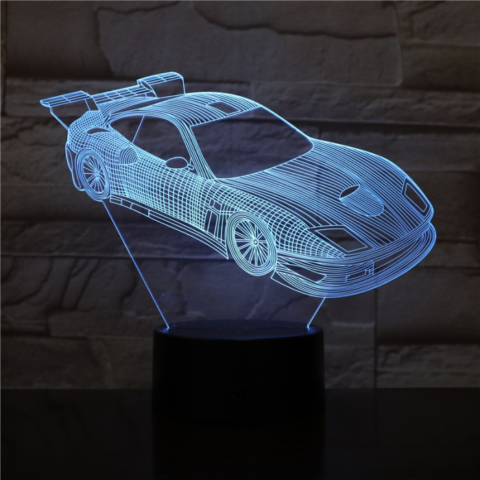 Rally Autó  7 színű 3D led lámpa