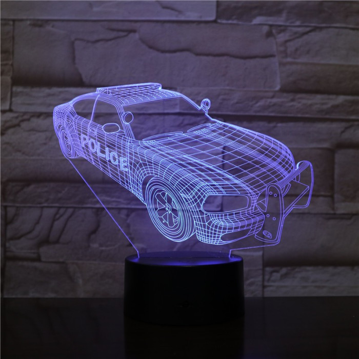 Rendőrautó  7 színű 3D led lámpa