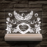 Esküvő, házassági évforduló személyre szabott 20 cm fa talppal 7 színű 3D led lámpa