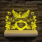 Esküvő, házassági évforduló személyre szabott 20 cm fa talppal 7 színű 3D led lámpa