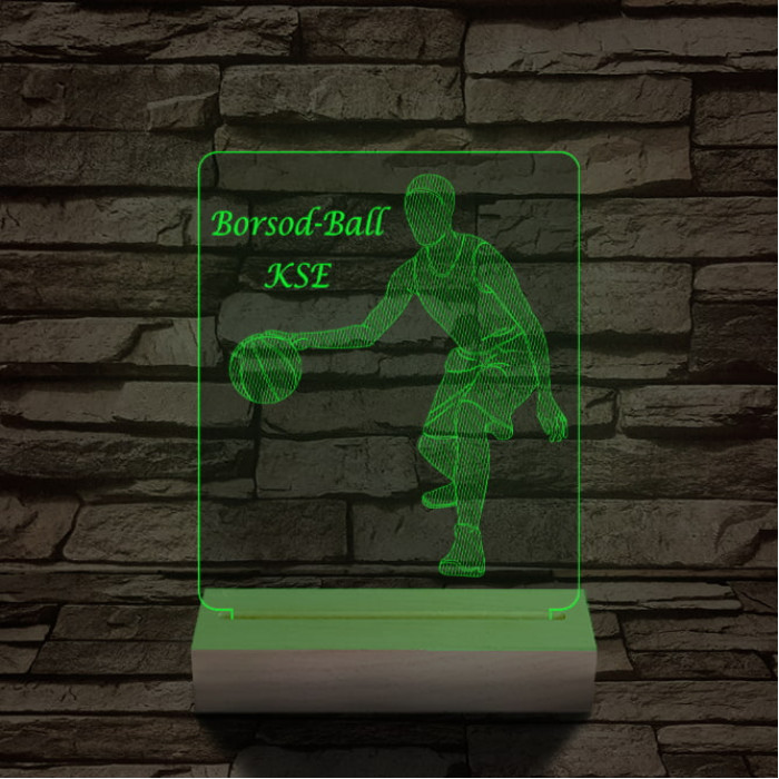 Kosaras személyre szabott 20 cm fa talppal 7 színű 3D led lámpa