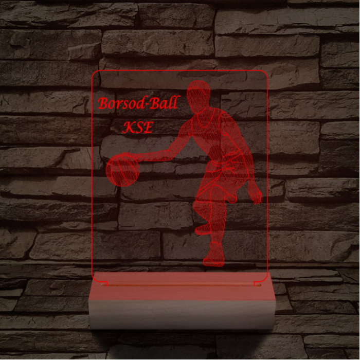 Kosaras személyre szabott 20 cm fa talppal 7 színű 3D led lámpa