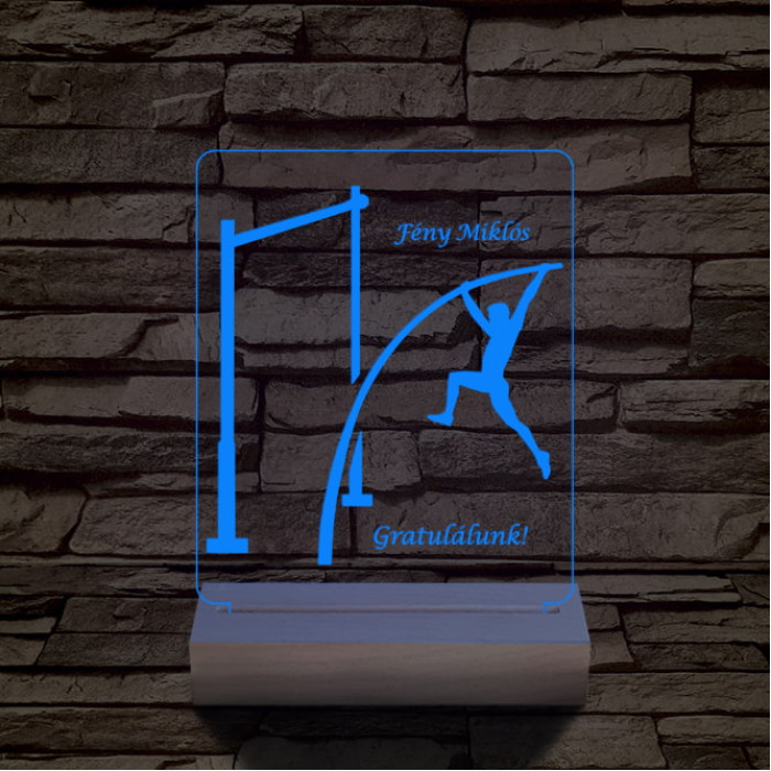 Rúdugró személyre szabott 20 cm fa talppal 7 színű 3D led lámpa