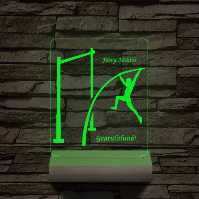 Rúdugró személyre szabott 20 cm fa talppal 7 színű 3D led lámpa