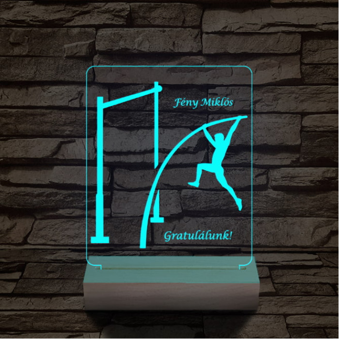 Rúdugró személyre szabott 20 cm fa talppal 7 színű 3D led lámpa