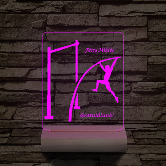 Rúdugró személyre szabott 20 cm fa talppal 7 színű 3D led lámpa