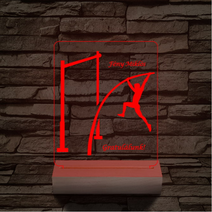 Rúdugró személyre szabott 20 cm fa talppal 7 színű 3D led lámpa