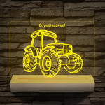Traktor személyre szabott 20 cm fa talppal 7 színű 3D led lámpa