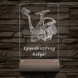 Horgász orsó a legjobb horgásznak 20 cm fa talppal 7 színű 3D led lámpa