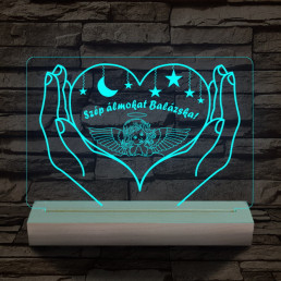 Éjszakai fény gyerekeknek személyre szabott 20 cm fa talppal 7 színű 3D led lámpa