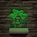 Szív lufi személyre szabott 20 cm fa talppal 7 színű 3D led lámpa