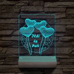 Szív lufi személyre szabott 20 cm fa talppal 7 színű 3D led lámpa