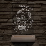 Ballonos nyuszi személyre szabott 20 cm fa talppal 7 színű 3D led lámpa