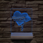 Szív rózsa személyre szabott 20 cm fa talppal 7 színű 3D led lámpa