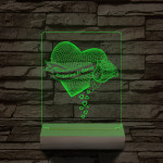 Szív rózsa személyre szabott 20 cm fa talppal 7 színű 3D led lámpa