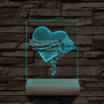 Szív rózsa személyre szabott 20 cm fa talppal 7 színű 3D led lámpa
