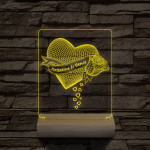 Szív rózsa személyre szabott 20 cm fa talppal 7 színű 3D led lámpa