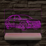 Audi Q3 egyedi rendszámmal személyre szabott 20 cm fa talppal 7 színű 3D led lámpa
