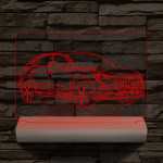 Audi Q3 egyedi rendszámmal személyre szabott 20 cm fa talppal 7 színű 3D led lámpa