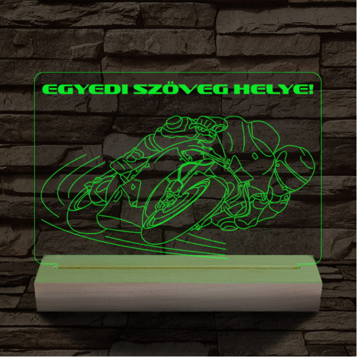 Motoros személyre szabott 20 cm fa talppal 7 színű 3D led lámpa