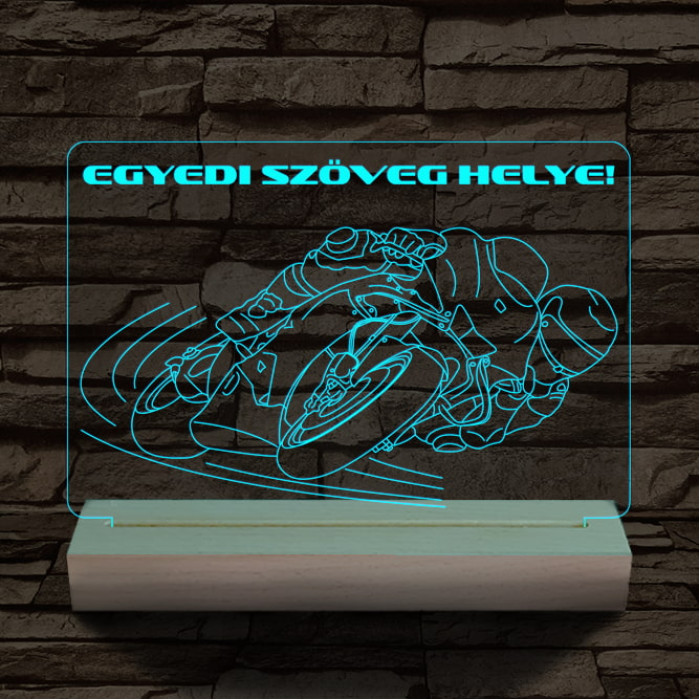 Motoros személyre szabott 20 cm fa talppal 7 színű 3D led lámpa
