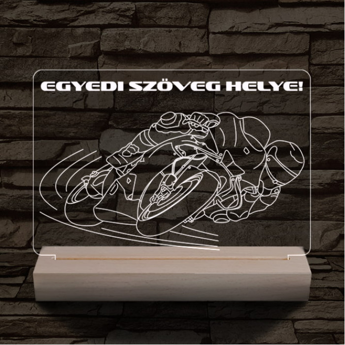 Motoros személyre szabott 20 cm fa talppal 7 színű 3D led lámpa