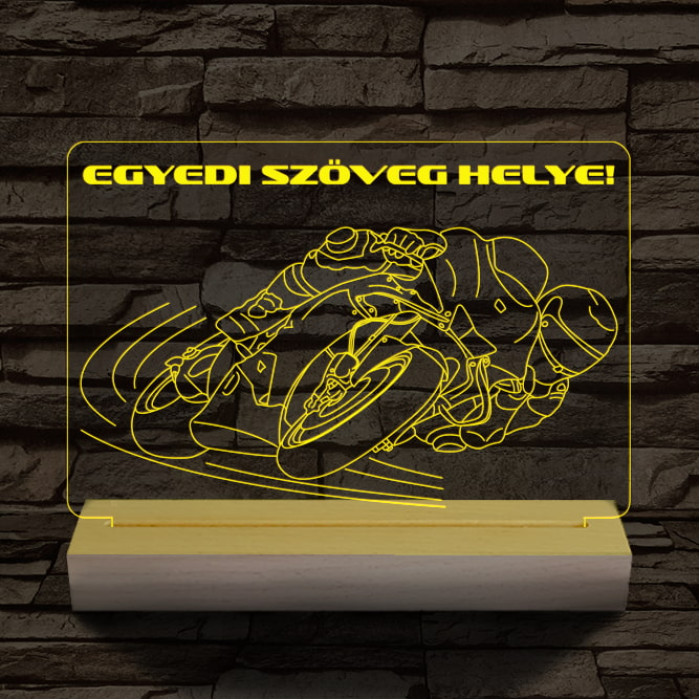 Motoros személyre szabott 20 cm fa talppal 7 színű 3D led lámpa
