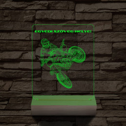 Cross Motoros személyre szabott 20 cm fa talppal 7 színű 3D led lámpa