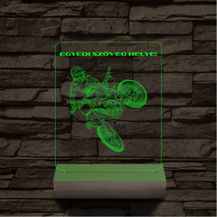 Cross Motoros személyre szabott 20 cm fa talppal 7 színű 3D led lámpa