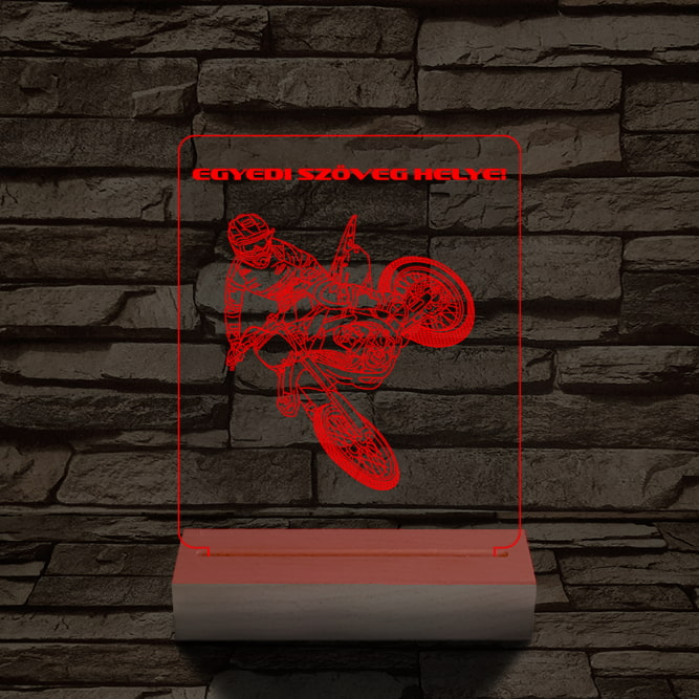 Cross Motoros személyre szabott 20 cm fa talppal 7 színű 3D led lámpa