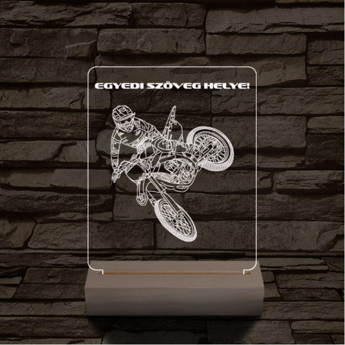Cross Motoros személyre szabott 20 cm fa talppal 7 színű 3D led lámpa