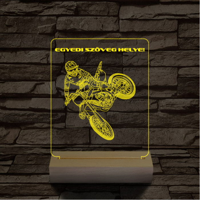 Cross Motoros személyre szabott 20 cm fa talppal 7 színű 3D led lámpa