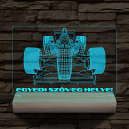 Forma 1 személyre szabott 20 cm fa talppal 7 színű 3D led lámpa
