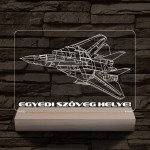 F14 vadászgép személyre szabott 20 cm fa talppal 7 színű 3D led lámpa