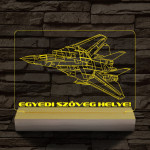 F14 vadászgép személyre szabott 20 cm fa talppal 7 színű 3D led lámpa