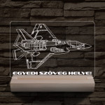 F35 vadászgép személyre szabott 20 cm fa talppal 7 színű 3D led lámpa